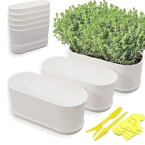 set of 20 White Herb Planter Set with Yellow Tools